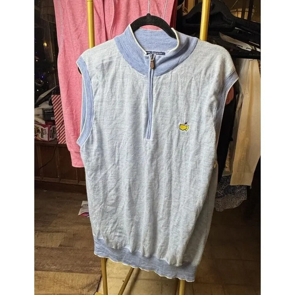 Master's‎ Clubhouse Collection Golf Sweater Vest Fine Marino Wool Italy XXL Zip - Picture 1 of 12